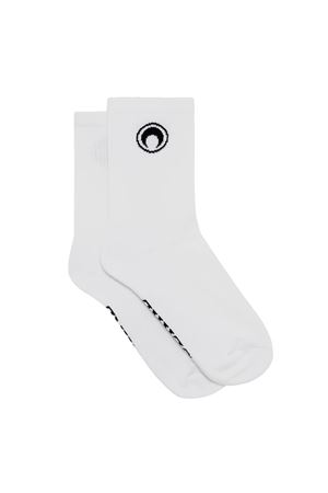 Moon Logo Ribbed Knit Crew Socks MARINE SERRE | USA043ACKNI0518WH10